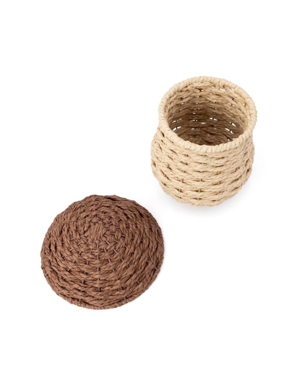 Reserved listing for 2 Woven Mushroom Accent Baskets Natural and Brown - Picture 2 of 5